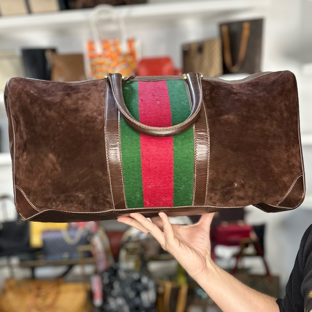GUCCI BROWN SUEDE TRAVEL BAG
